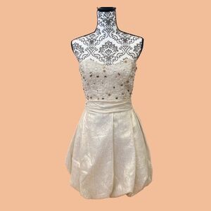 Badgley Mischka Beaded Bubble Hem Cocktail Mini Dress Sz 4